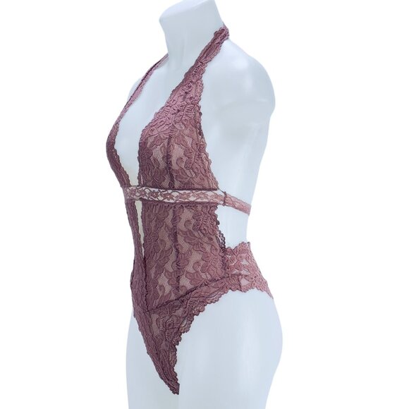 FOREVER 21 Women’s Lingerie Mauve Teddy Brazilian Cut Lace Sheer NWT Size M - Picture 9 of 10